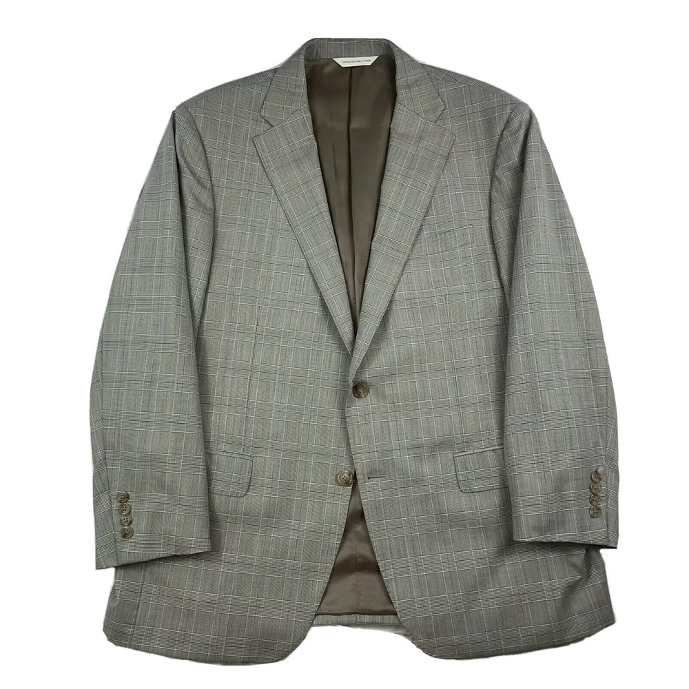 Samuelsohn Current SB Gable Mens Super 130s Wool Gray Checked Blazer Sz 44R